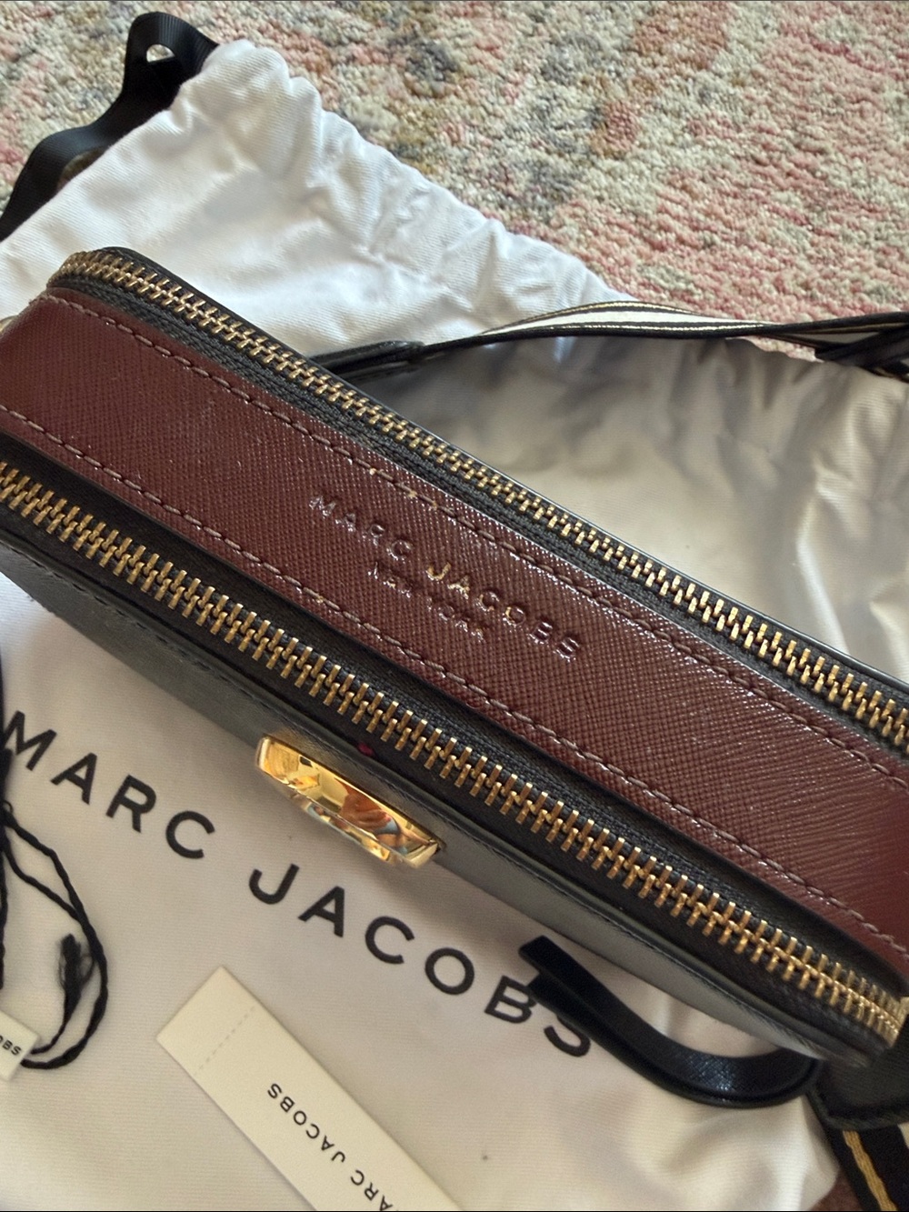 Marc Jacobs Black Camera Crossbody with Gold Hardware and Red Trim - Picture 3 of 5